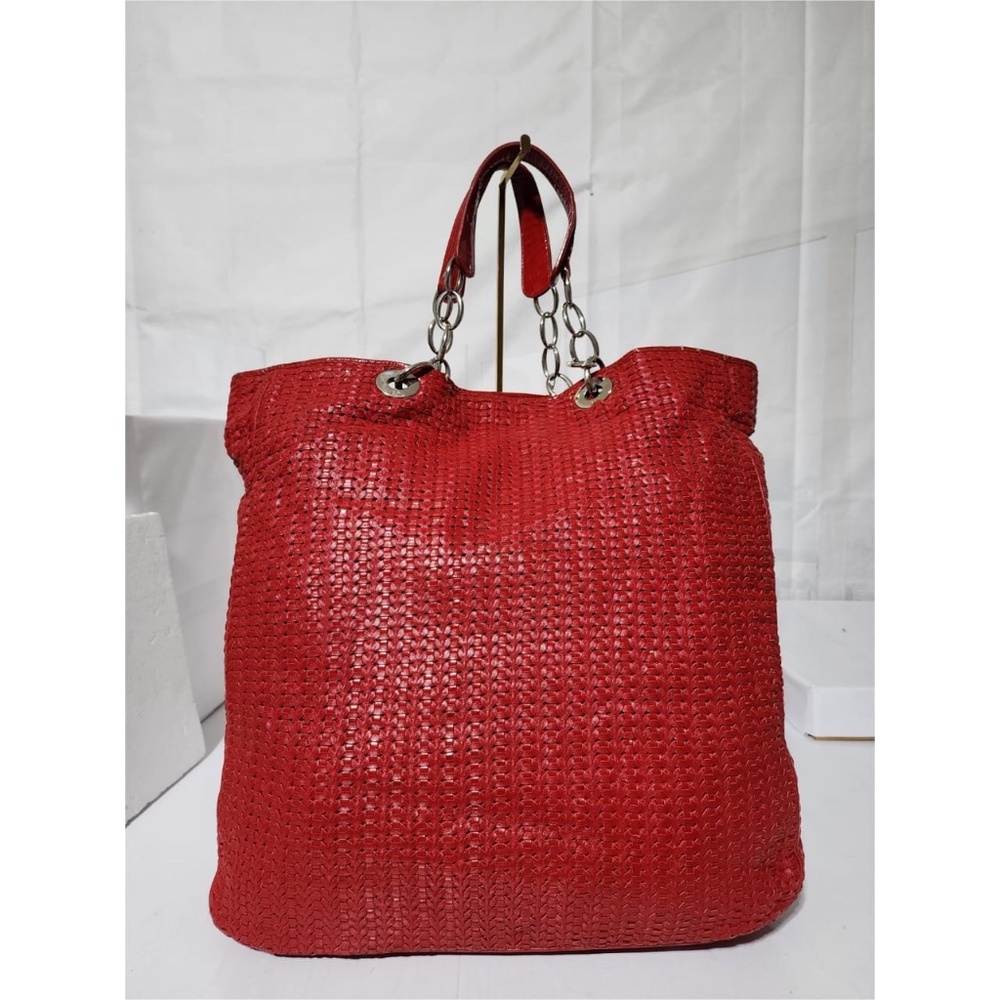Authentic Christian Dior Rafia Lady Dior Tote Red - Picture 15 of 15